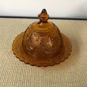 Fiesta Sandwich Glass Butter Dish - Amber